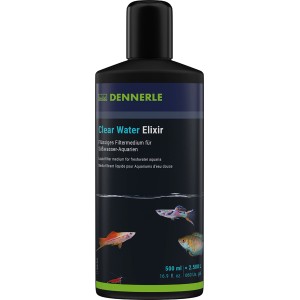 Dennerle Clear Water Elixier, 500 ml Flasche, flüssiges Filtermaterial für Süßwasser-Aquarien mit Fischen.