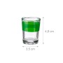 Klares Glas-Shotglas mit grünem Ring, 4,8 cm hoch, 3,5 cm Durchmesser, für Trinkspiel Bingo.