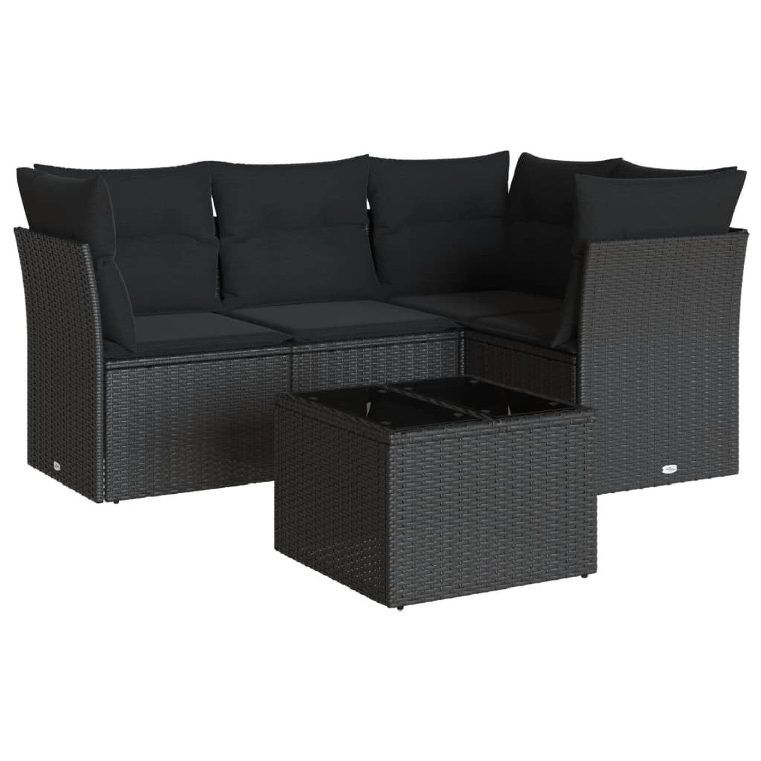 vidaXL 5-tlg Garten-Sofagarnitur mit Kissen Schwarz Poly Rattan Modell 49