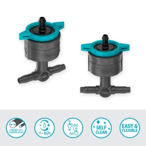 Gardena Reihentropfer, 5er-Set, regulierbar 1-8 l/h, für Micro-Drip-Systeme zur Bewässerung von Topfpflanzen.