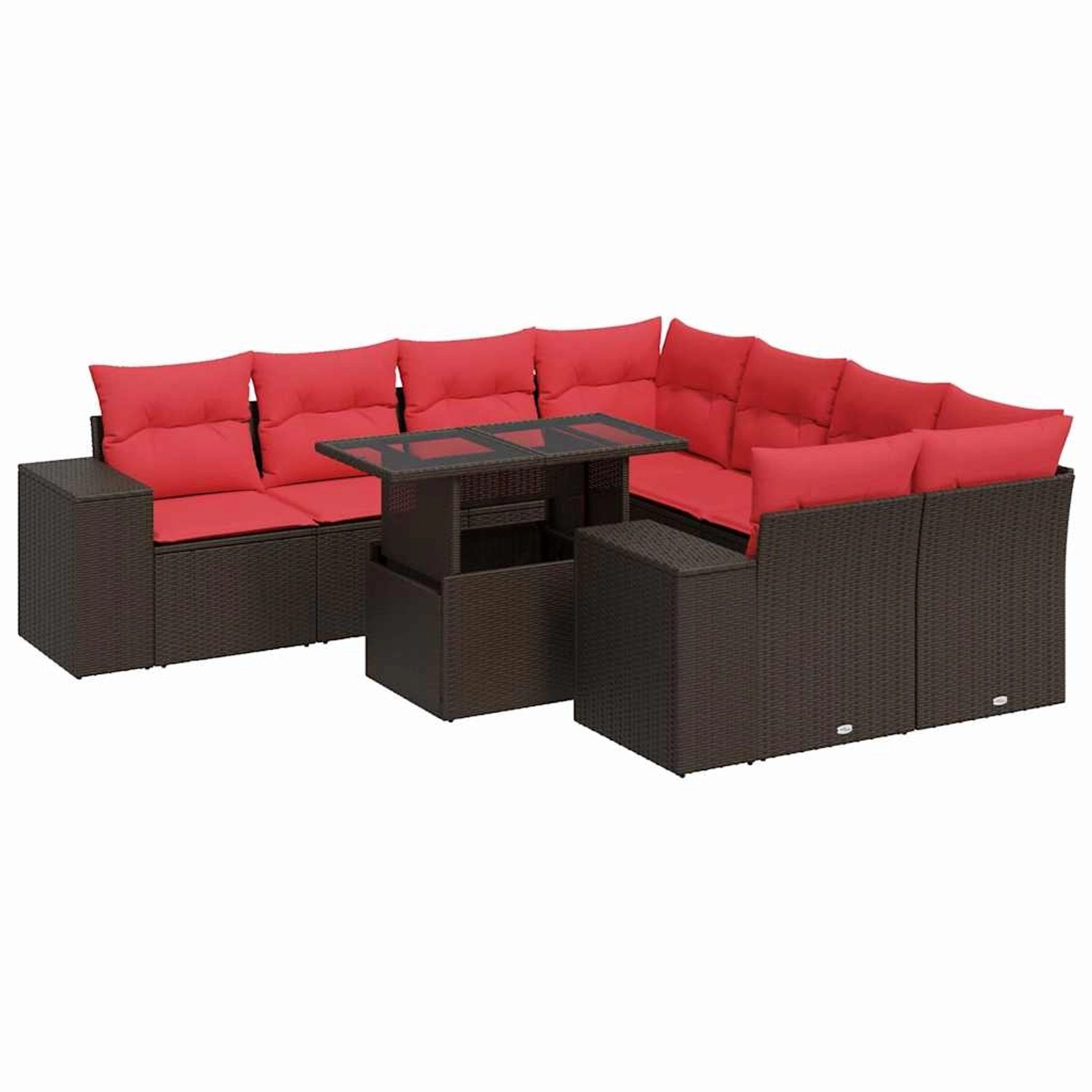 vidaXL 9-Tlg Garten-Sofagarnitur mit Kissen Braun Poly Rattan Akazie 332677 günstig online kaufen