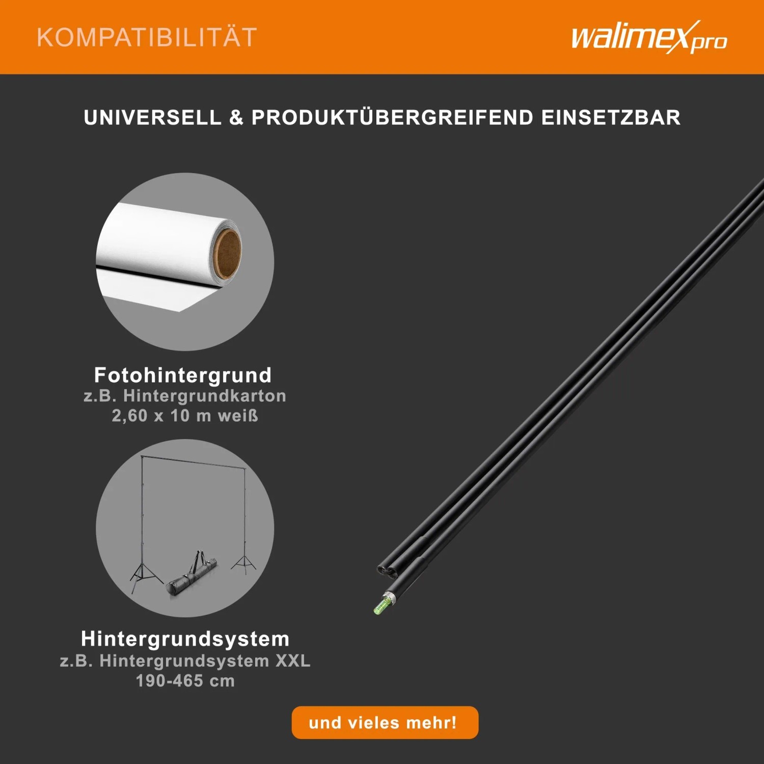 Walimex Pro Beschwerungsstange Hintergründe 280Cm_8