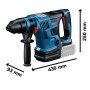 Bosch Professional Akku-Bohrhammer GBH 18V-34 im Koffer, blau/schwarz, mit Zusatzhandgriff und Akku.