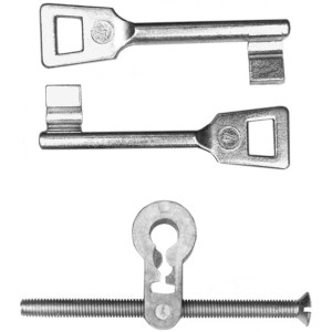 Buntbarteinsatz mit 2 Schlüsseln und Schraube zur Umrüstung von Türschlössern.