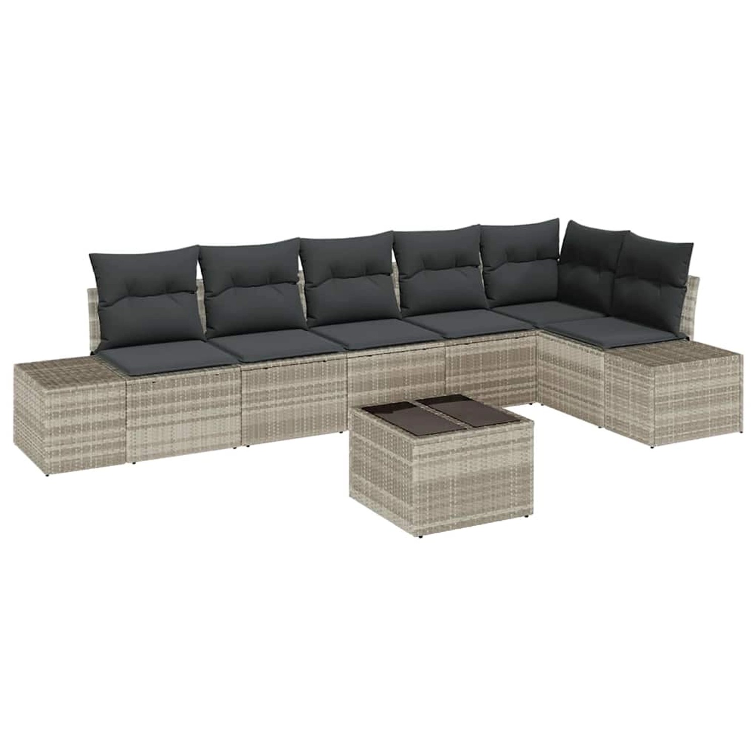 vidaXL 7-Teiliges Garten-Sofa-Set mit Kissen in Grau aus Poly Rattan 334709 günstig online kaufen