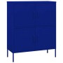 Marineblauer vidaXL Lagerschrank aus Stahl mit 4 Türen und Füßen.