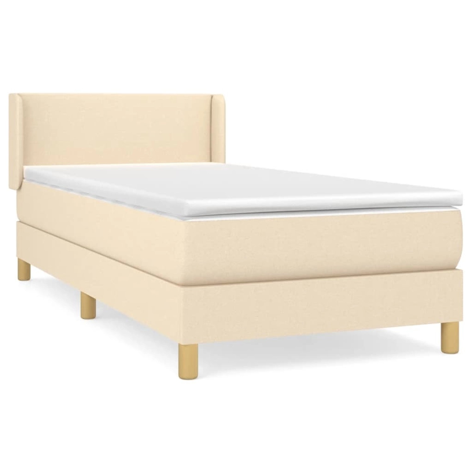 vidaXL Boxspringbett mit Matratze Creme 100x200 cm Stoff 3130094