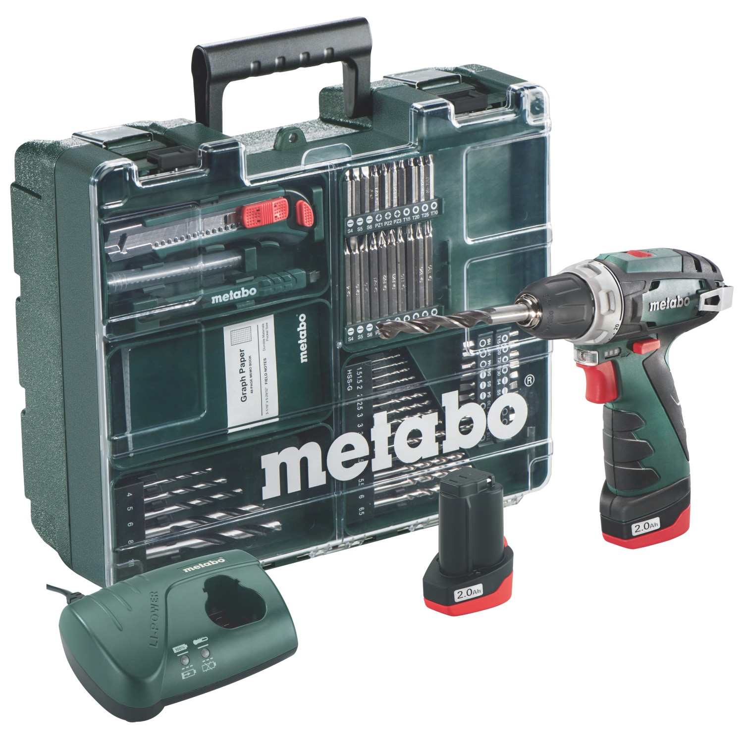 Metabo 12 V Akku-Bohrschrauber PowerMaxx BS Basic inkl. 2 Ah Akkus mit Koffer