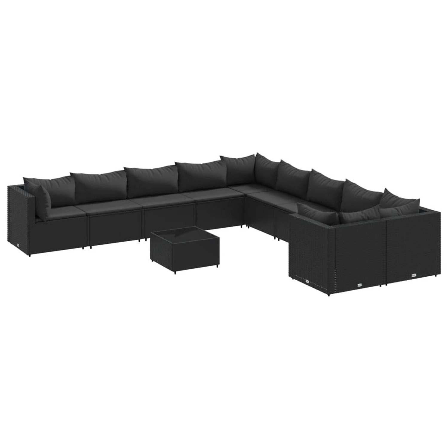 vidaXL 11-Tlg Garten-Sofagarnitur mit Kissen Schwarz Poly Rattan 3308355 günstig online kaufen