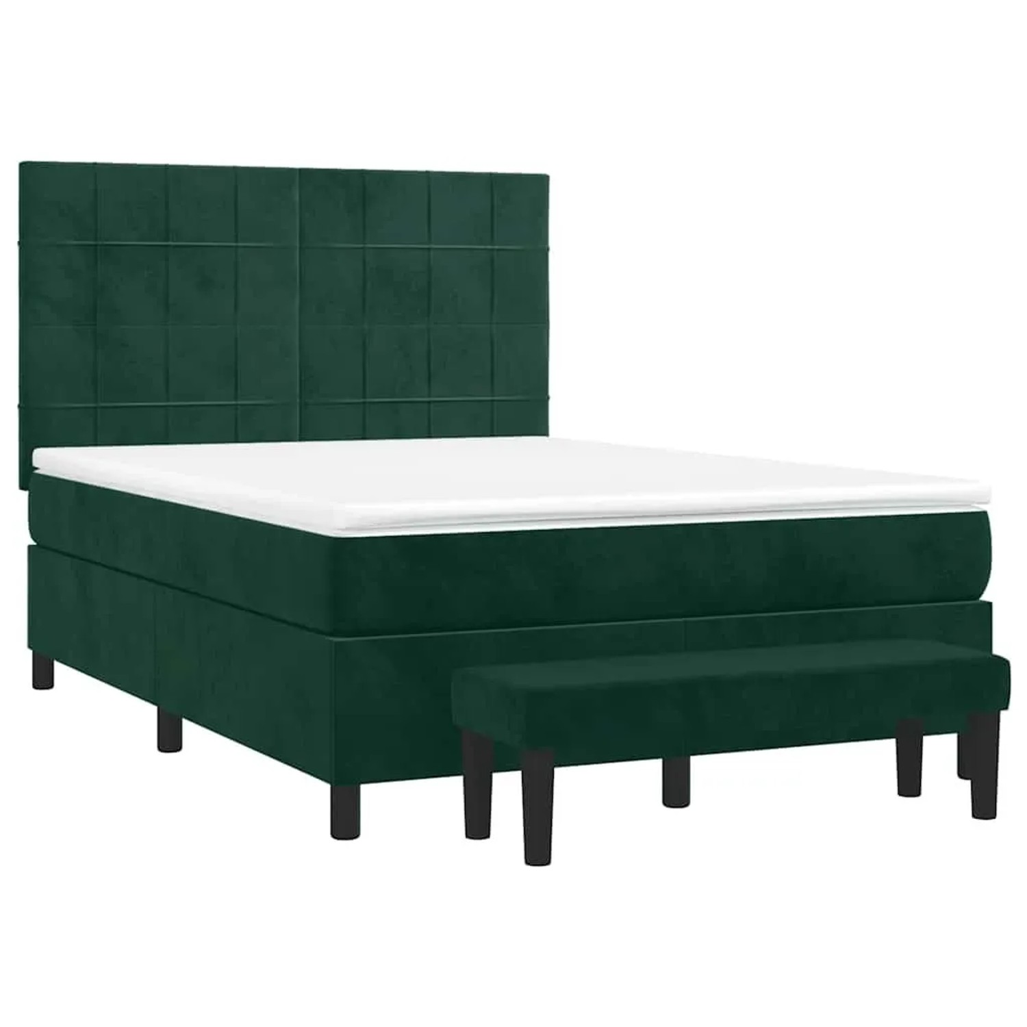 vidaXL Boxspringbett mit Matratze Dunkelgrün 140x190 cm Samt 3137842 günstig online kaufen