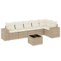 7-teilige Garten-Sofagarnitur Beige Poly Rattan mit Kissen und Tisch