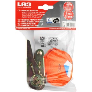 LAS Spanngurt mit Ratsche, 25 mm x 5 m, zur Ladungssicherung im Bereich Reise & Transport.