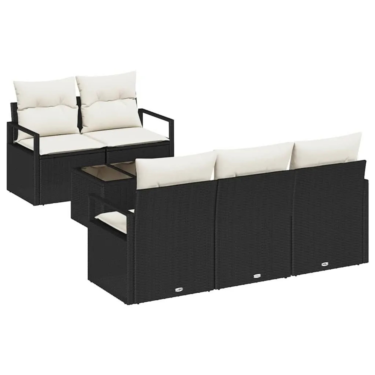 vidaXL Sofa Set mit Kissen 6-Tlg Schwarz und Creme Poly-Rattan 3354926 günstig online kaufen