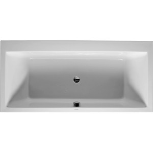 Weiße Duravit Rechteck-Badewanne Starck, 190x90 cm, Einbauversion mit zwei Rückenschrägen.
