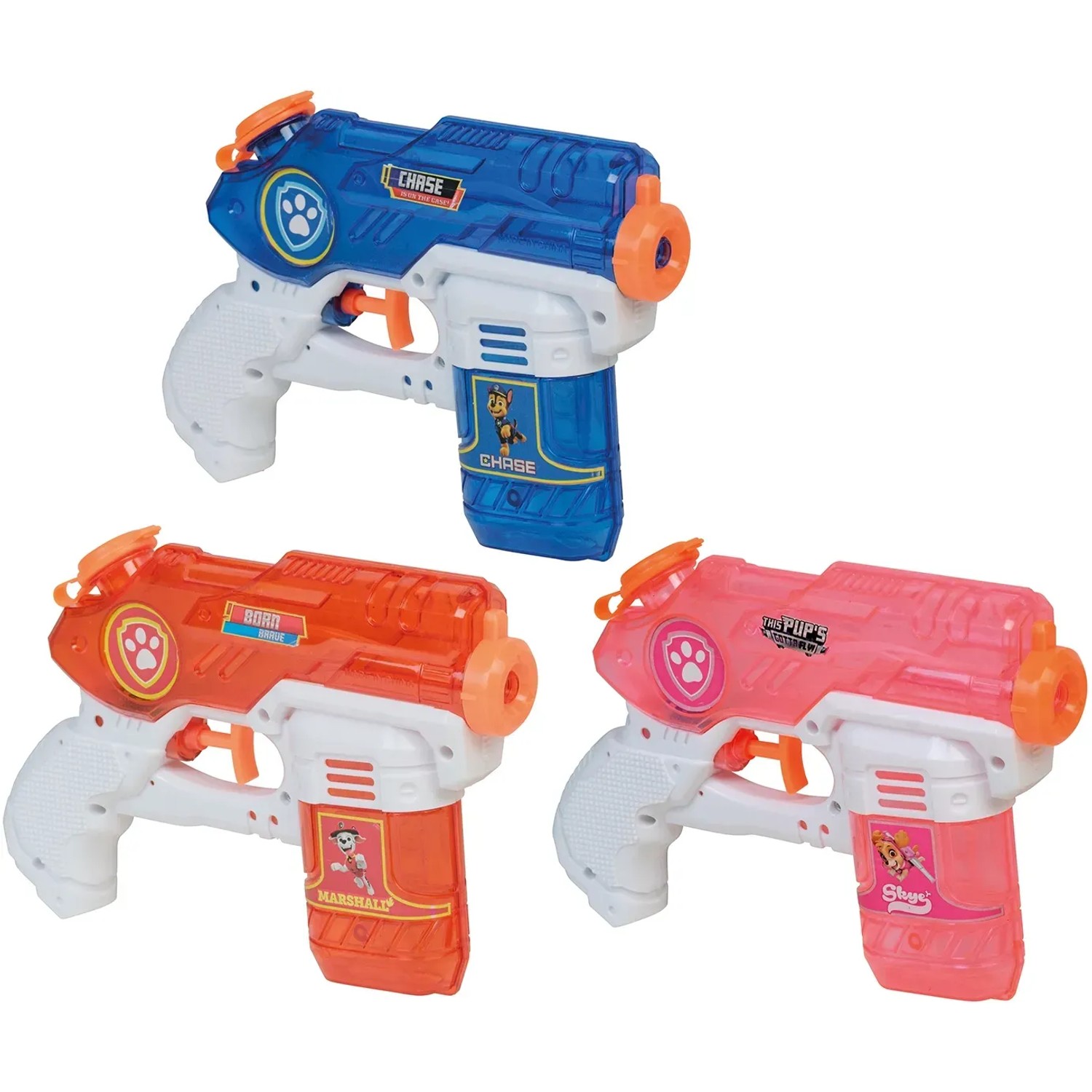Happy People Wasserpistole Paw Patrol, 19 cm, in Blau, Orange und Pink.