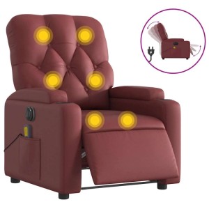 vidaXL Massagesessel Elektrisch Weinrot Kunstleder 3204769