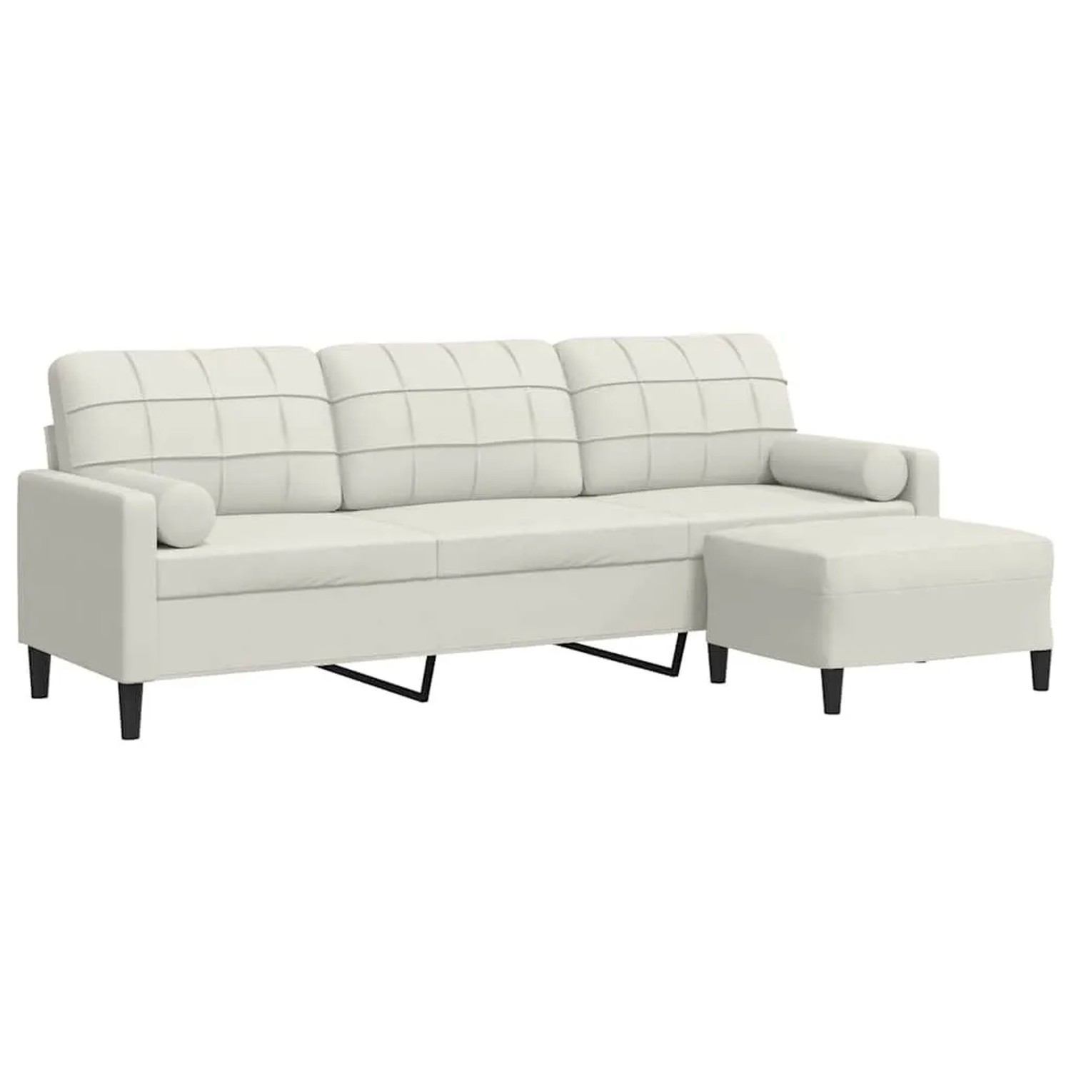 vidaXL 3-Sitzer-Sofa mit Hocker Creme 210 cm Samt 3278285 günstig online kaufen
