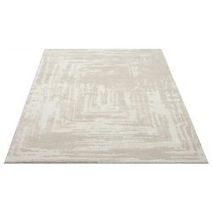Beiger Hochflor Teppich Esso 120x170 cm mit modernem Muster für Wohn- und Schlafzimmer.