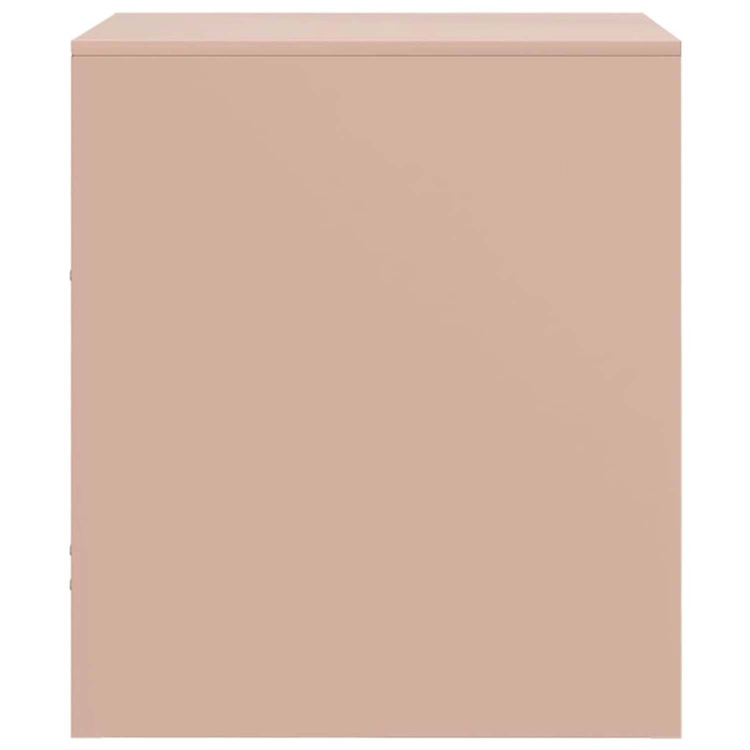 Rosa Nachttisch (34,5x39x44 cm) aus Stahl mit Schublade und Boden.