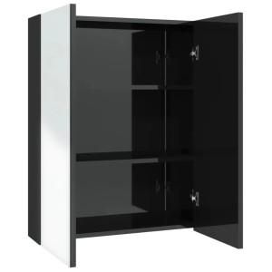 vidaXL Bad-Spiegelschrank 60x15x75 cm MDF Glänzendes Schwarz 331524