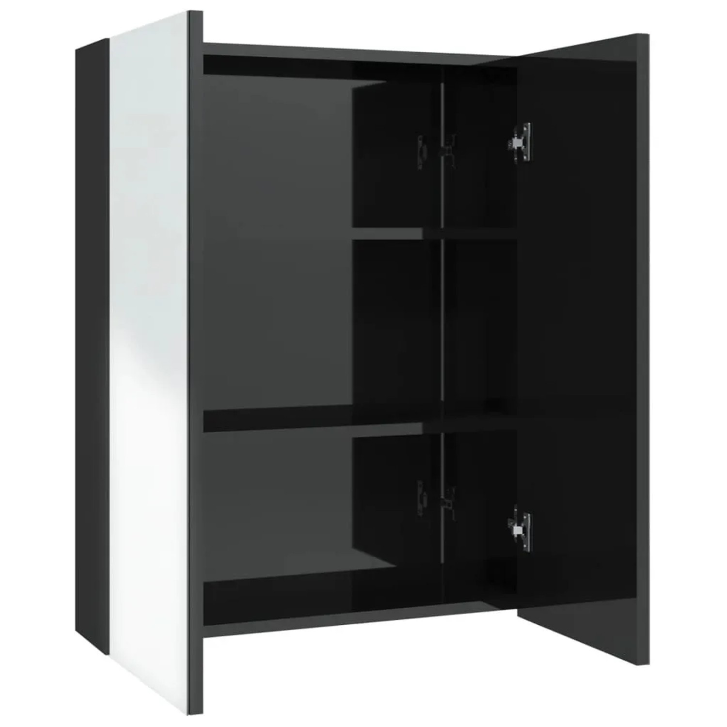 vidaXL Bad-Spiegelschrank 60x15x75 cm MDF Glänzendes Schwarz 331524 günstig online kaufen