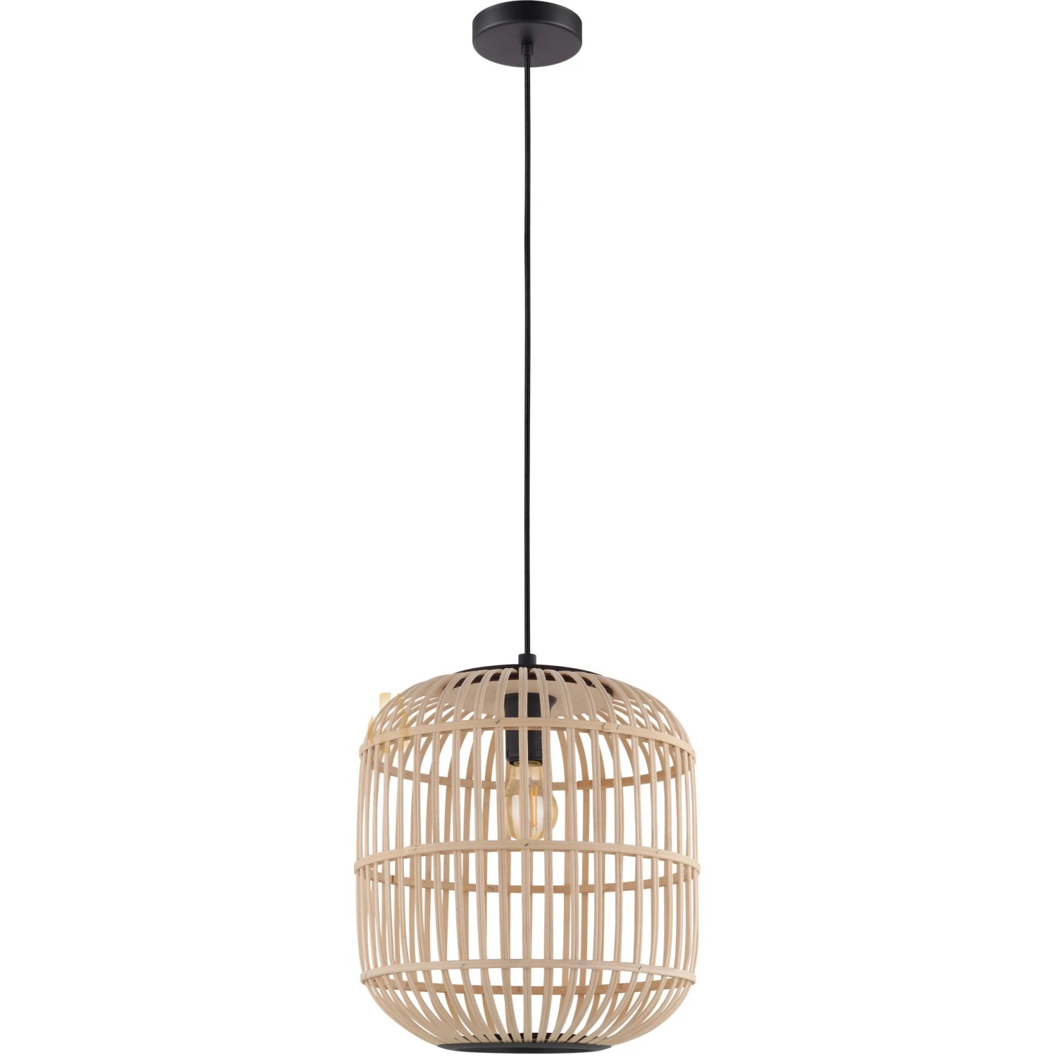 Eglo Hängeleuchte Bordesley, Pendelleuchte aus Stahl/Holz in Schwarz/Braun.