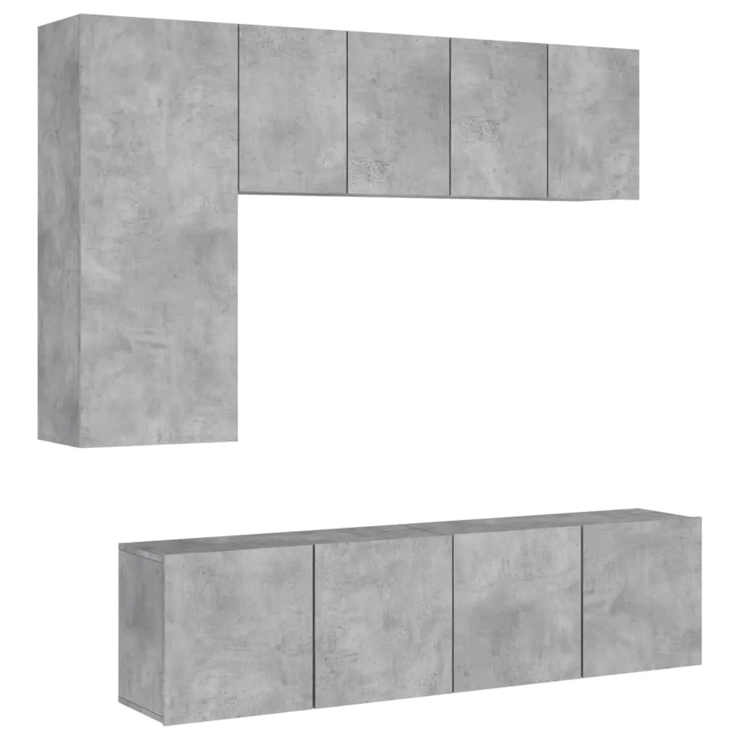 VidaXL 5-tlg. Wohnwand Betongrau Holzwerkstoff  Modell 7