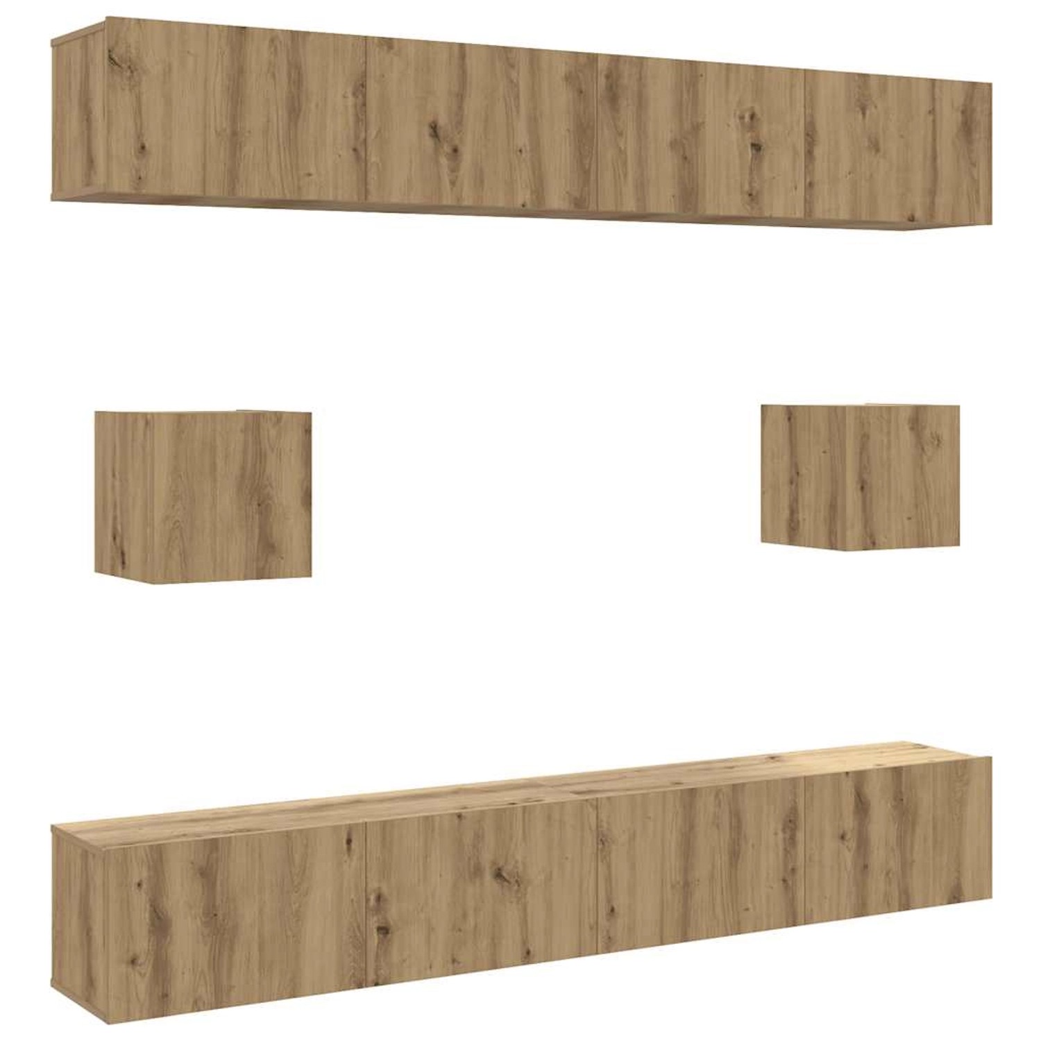 vidaXL 6-Tlg TV-Schrank-Set Wandmontage Artisan-Eiche Holzwerkstoff 3328992 günstig online kaufen