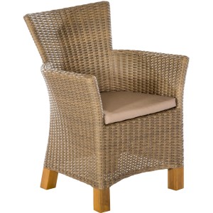 Merxx Toskana Sessel aus dem 8-teiligen Gartenmöbel-Set mit Akazienholzbeinen und Sitzkissen.