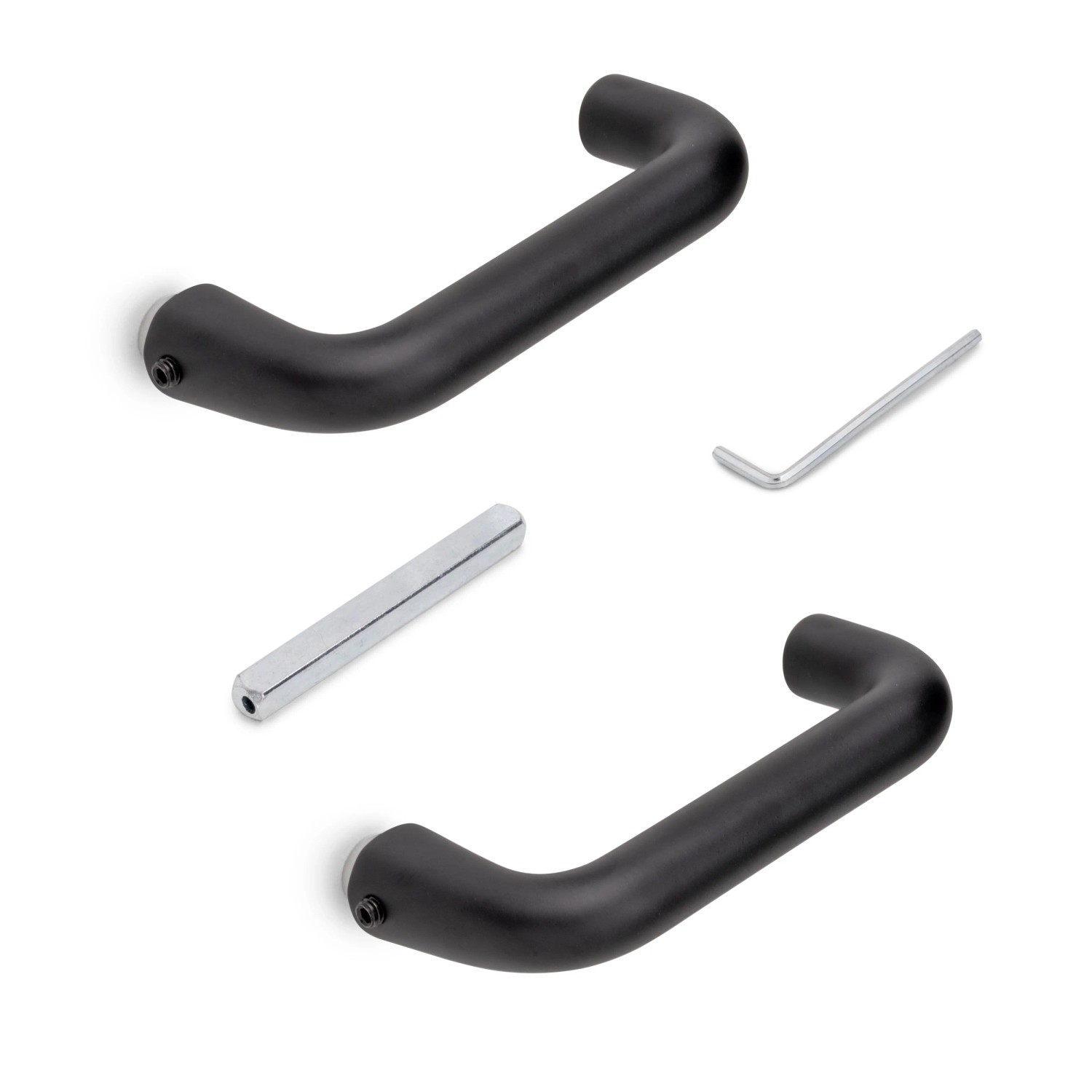 Emuca Satz Türdrückergarnitur mit Platte 17x17 cm für Tieftüren L-Form Edelstahl Nickel Satiniert