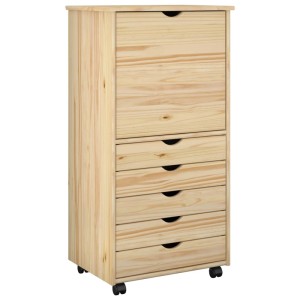 vidaXL Rollschrank Mit Rad Braun 53 x 39 x 103 cm Massivholz Kiefer 42032395
