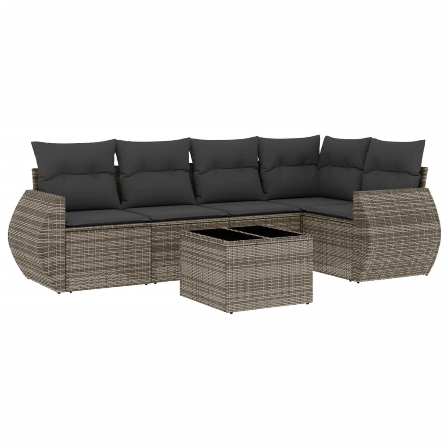 vidaXL 6-Tlg Garten-Sofagarnitur mit Kissen Grau Poly Rattan 3221339 günstig online kaufen