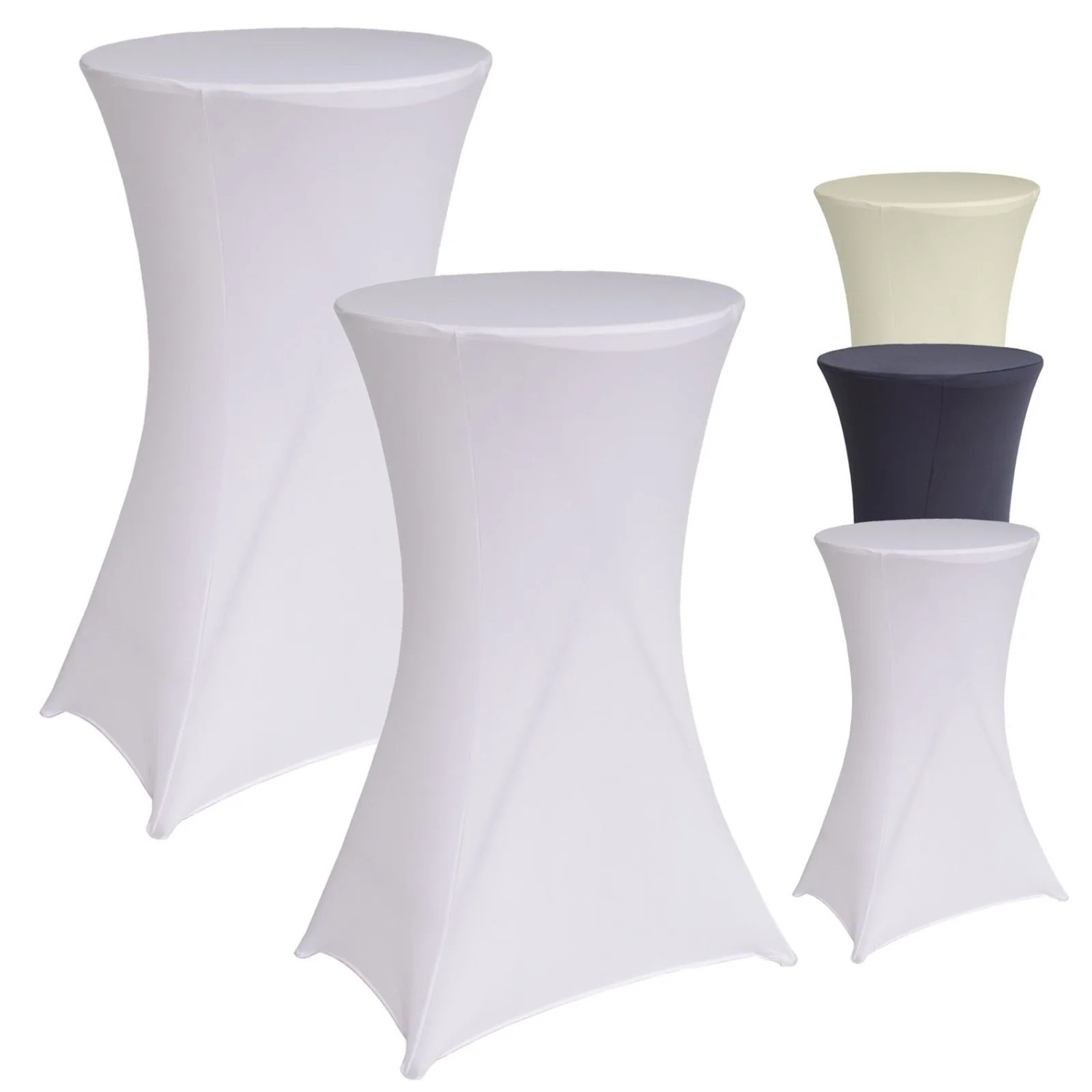 TRUTZHOLM 2er Set Stehtischhusse Husse Bistrotisch Decke 60cm Weiß