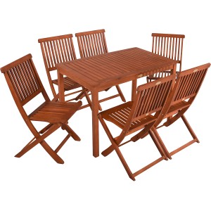 5-teiliges Gartenmöbel-Set Angwin-Pittsburgh aus Teakholz (FSC®) mit Klappstühlen und Tisch.