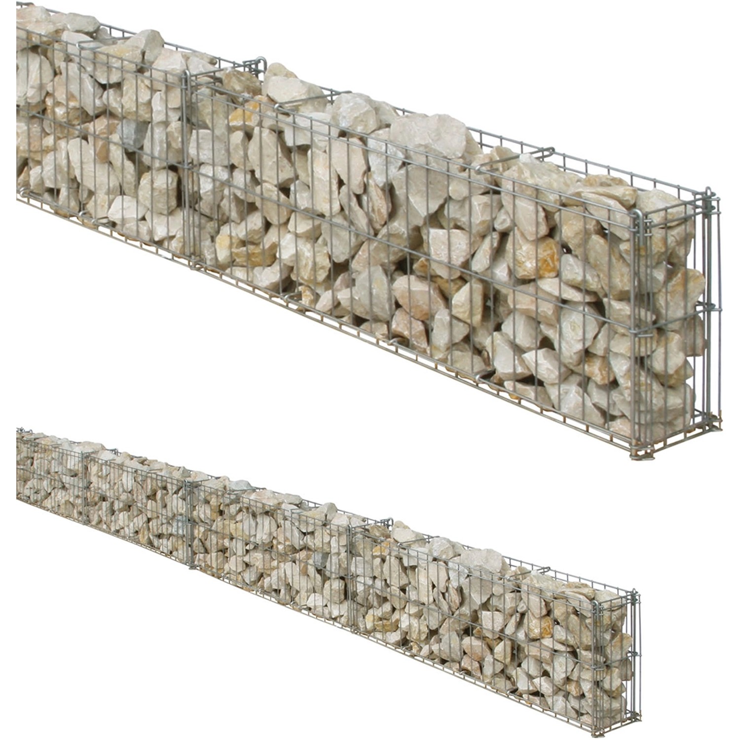Gabionen Mauergitter Set Verzinkt 464x20x10 cm inkl. Bodenanker