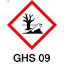 GHS09 Gefahrensymbol: Totes Gewässer mit Baum und Fisch. Warnung vor Wassergefährdung für Rostschutzgrund.