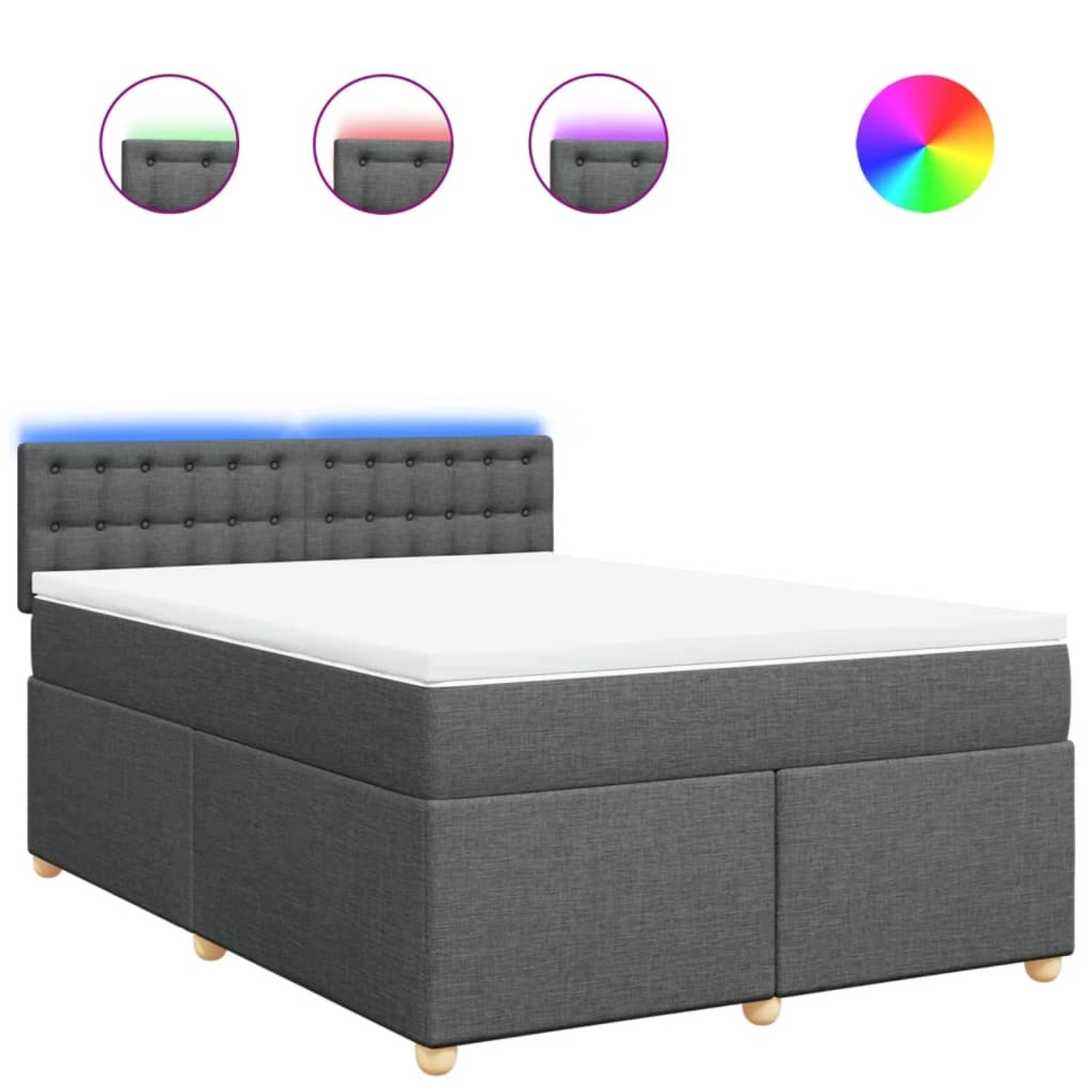 vidaXL Boxspringbett mit Matratze Dunkelgrau 160x200 cm Stoff 3289046 günstig online kaufen