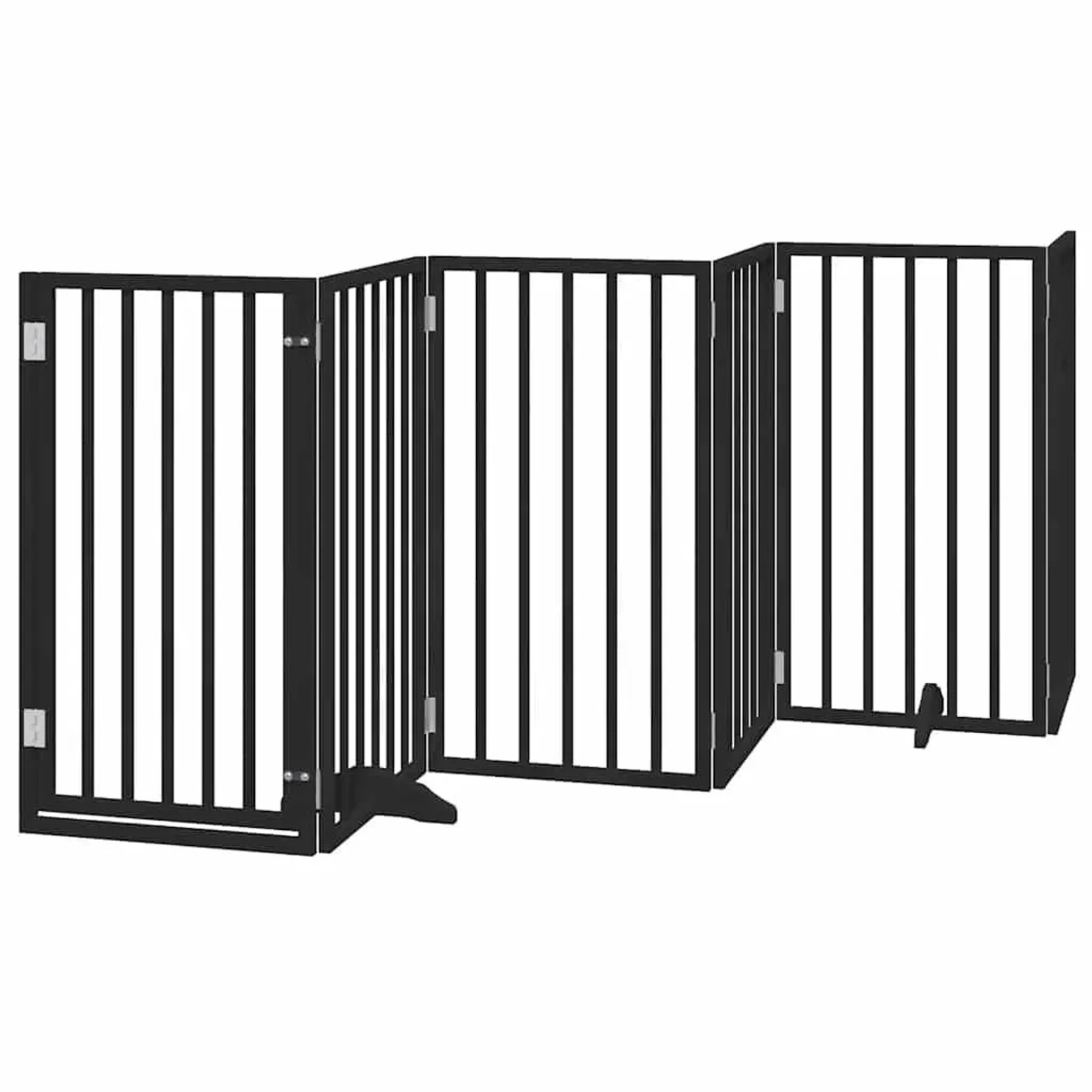 vidaXL 6 Tlg Hundetor mit Tür Faltbar Schwarz 300 cm Pappelholz 352191