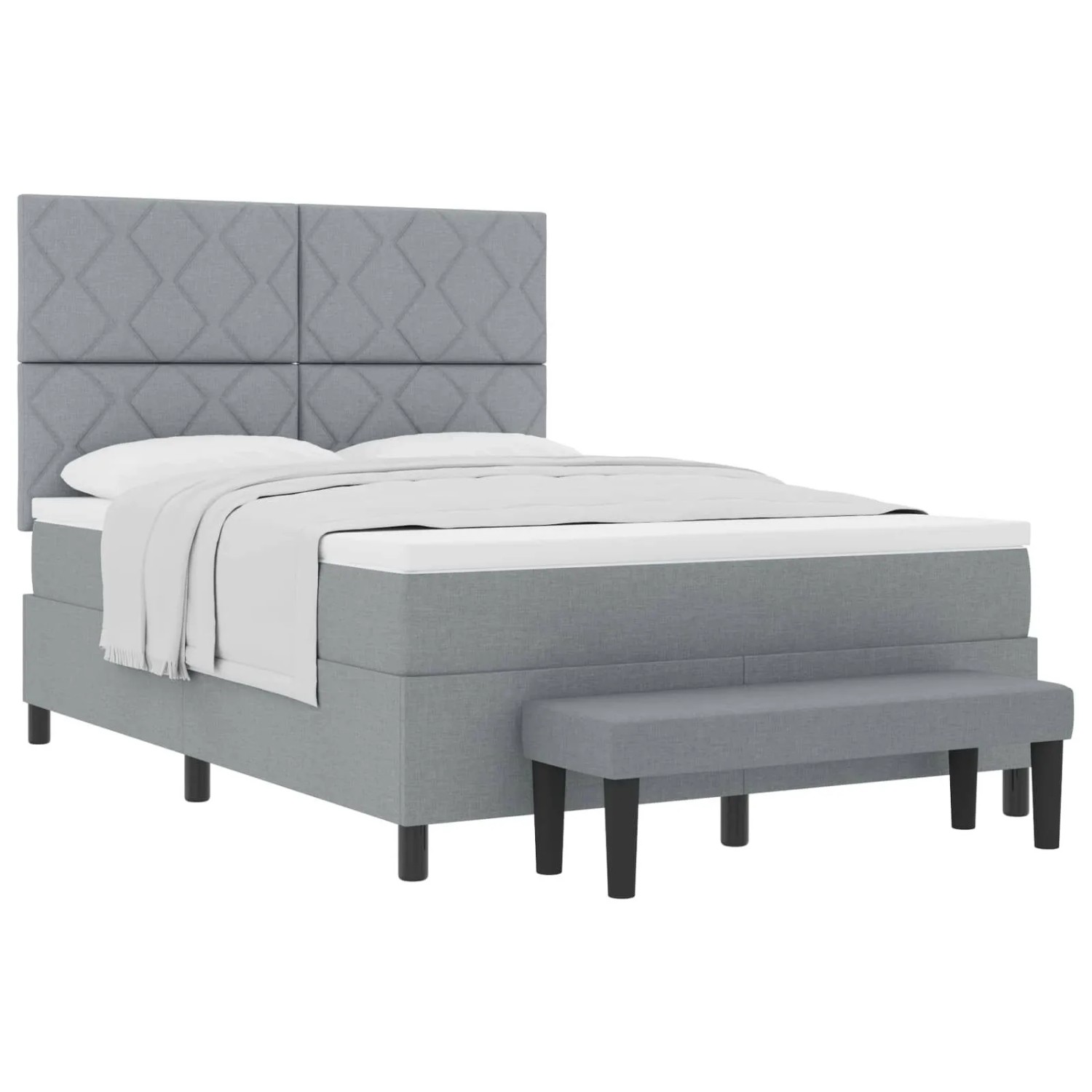 vidaXL Boxspringbett mit Matratze Hellgrau 160 x 200 cm Stoff 3344156