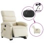 Elektrischer Massagesessel mit Aufstehhilfe in Creme Kunstleder, Relaxsessel für Senioren.