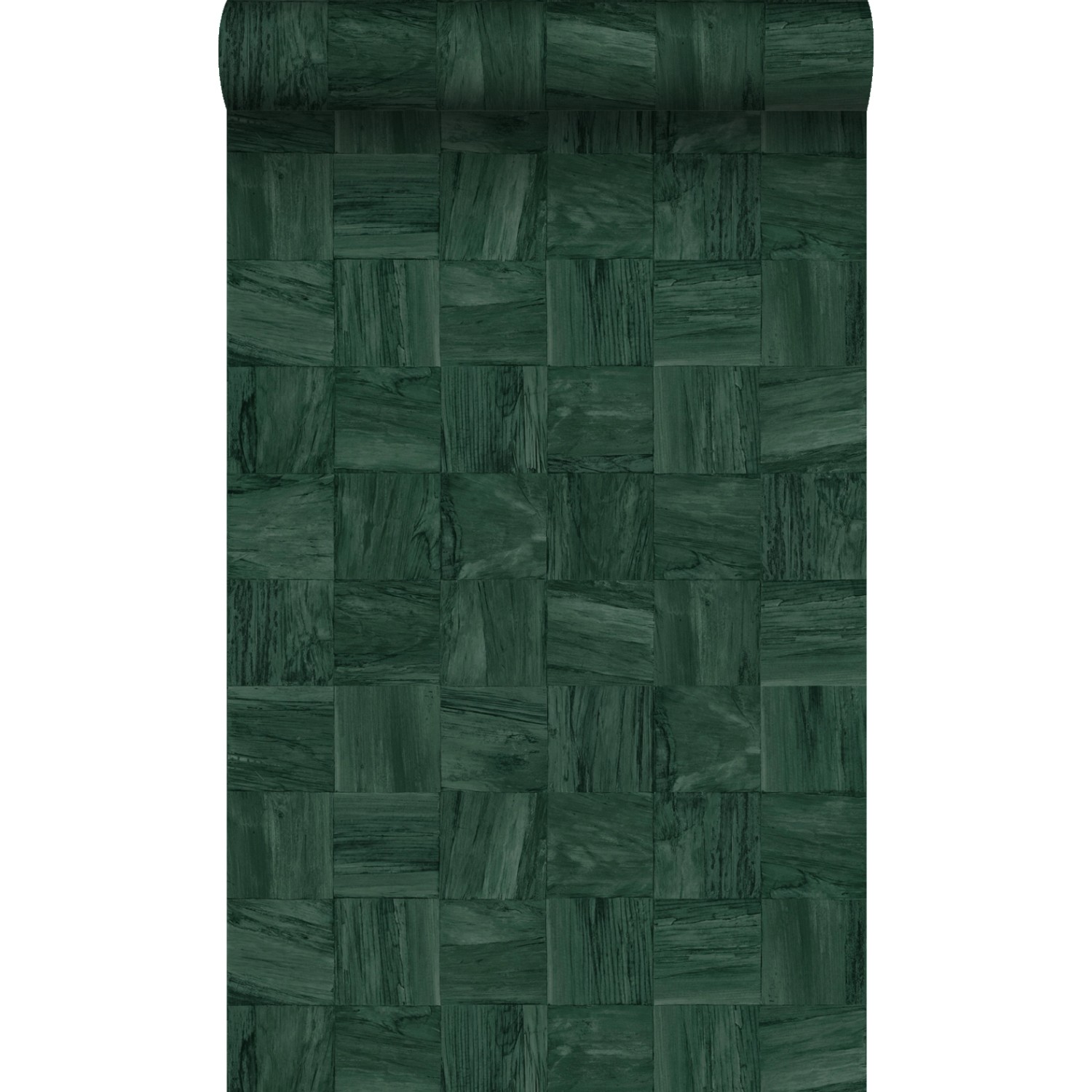 Origin Luxury Wallcoverings Tapete Quadratische Holzstücke Dunkelgrün 50 X günstig online kaufen