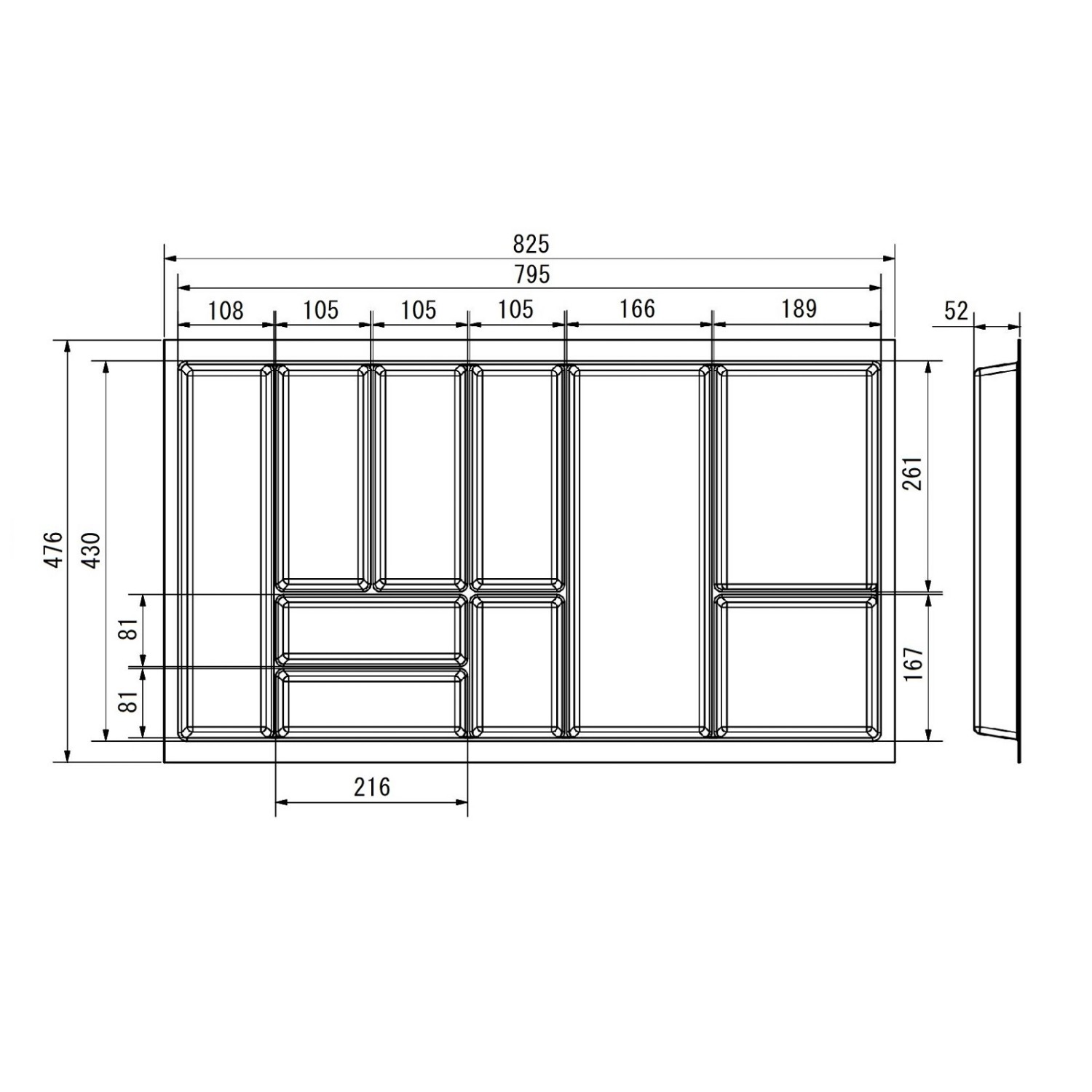 SOTECH Orga-Box Junker Slim Besteckeinsatz Höhe 52 mm Für Korpusbreite 900 mm Lavagrau Für JUNKER SLIM Schubladensystem_4