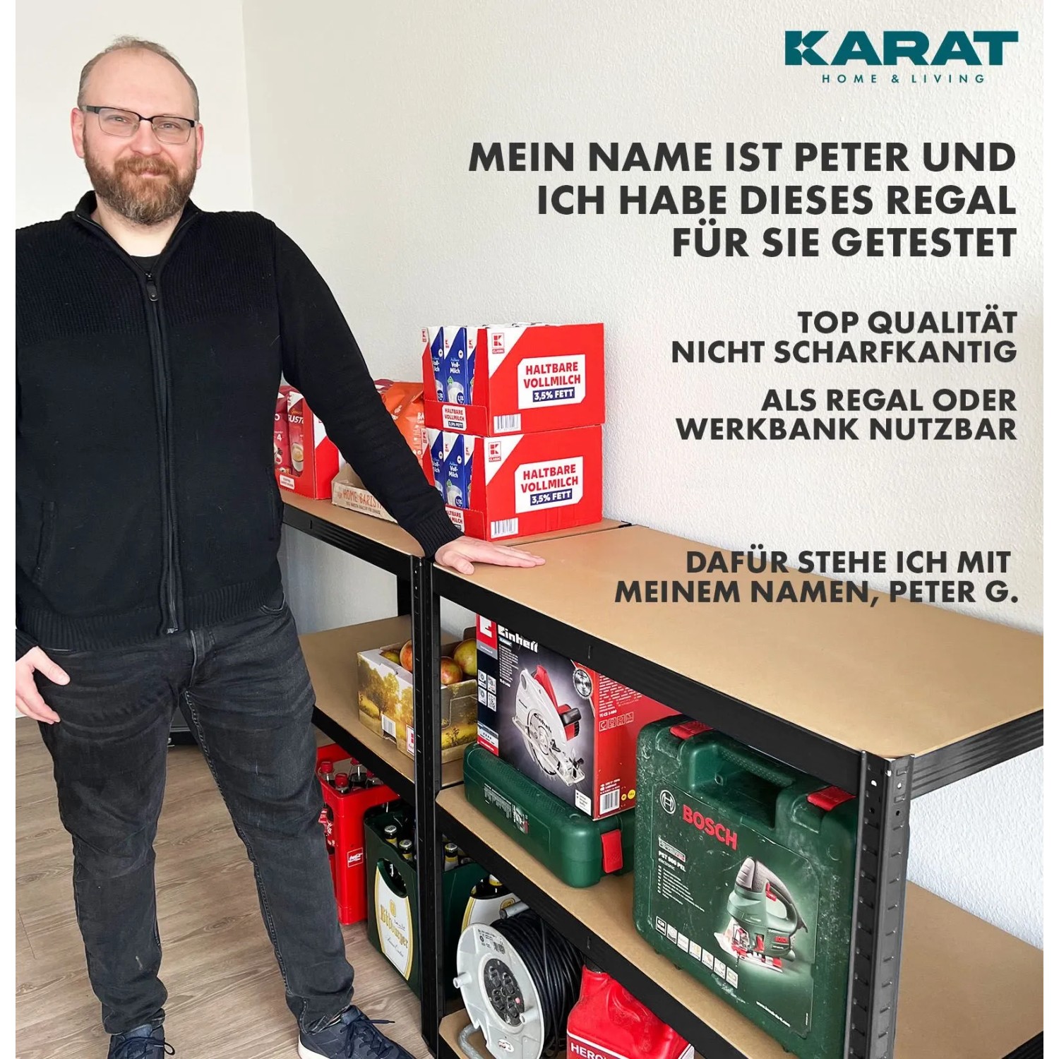 KARAT Schwerlastregal Lakota 2er Set Traglast bis 875 kg Schwarz 150 x 75 x 30 cm_5