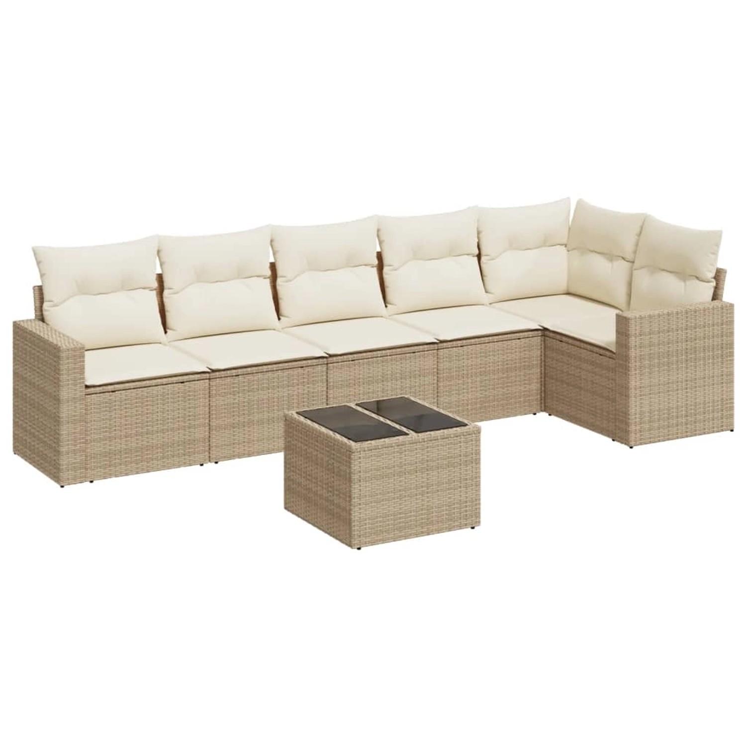 vidaXL 7-Tlg Garten-Sofagarnitur mit Kissen Beige Poly Rattan 3218988 günstig online kaufen