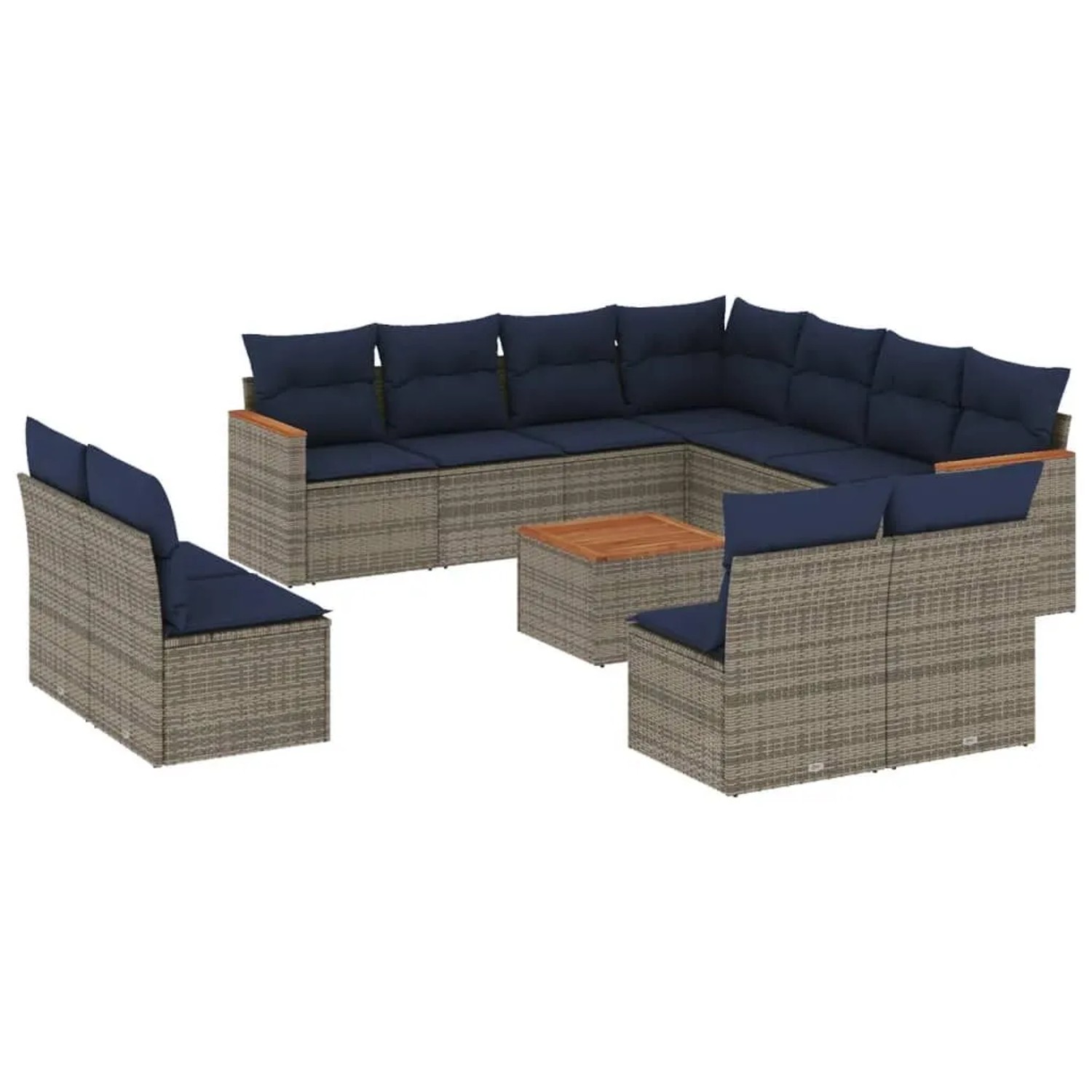 vidaXL 12-Tlg Gartensofa-Set mit Kissen Grau Polyrattan 3226096 günstig online kaufen