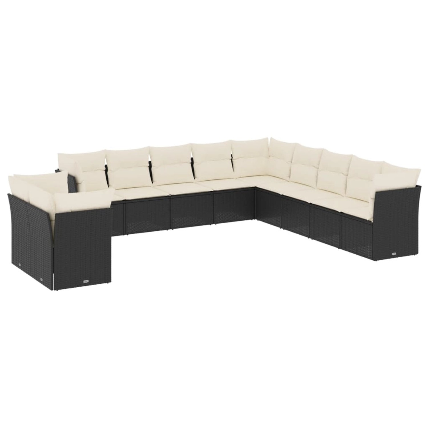 vidaXL 11-Tlg Garten-Sofagarnitur mit Kissen Schwarz Poly Rattan 3217876 günstig online kaufen