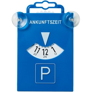Blaue Parkscheibe mit Saugnapf zur einfachen Anbringung im Auto.