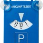 Blaue Parkscheibe mit Saugnapf zur einfachen Anbringung im Auto.