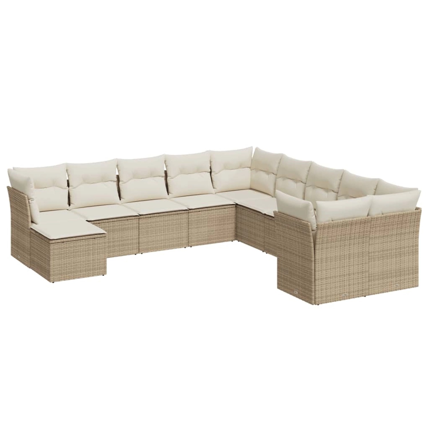 vidaXL 11-Tlg Garten-Sofagarnitur mit Kissen Beige Poly Rattan 3218608 günstig online kaufen