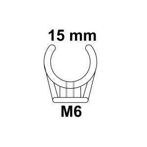 Weißer Kirchhoff Rohrclip 15 mm mit M6 Gewindehülse für HT-Rohrschellen.